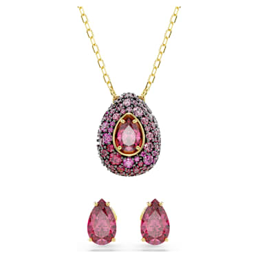 Sublima Set, Set (2), Armut kesim, Kırmızı, 18k altın rengi yüzey - Swarovski, 5752883