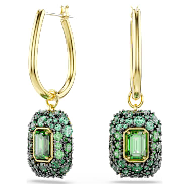 Sublima 水滴形耳环, 八角形切割, 绿色, 金色饰面 - Swarovski, 5752890