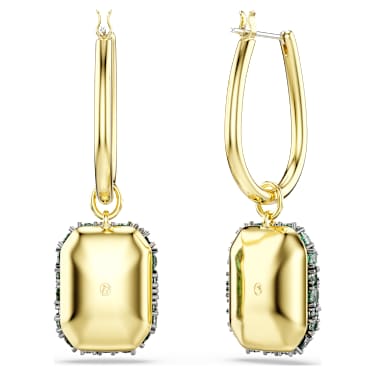 Sublima drop earrings, Octagon cut, Green, 18K gold finish - Swarovski, 5752890
