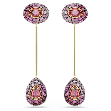 Viseči uhani Sublima, Hruškasti rez, Rdeči, V videzu 18-karatnega zlata - Swarovski, 5752891