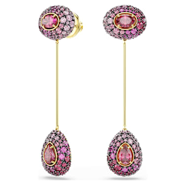 Viseči uhani Sublima, Hruškasti rez, Rdeči, V videzu 18-karatnega zlata - Swarovski, 5752891