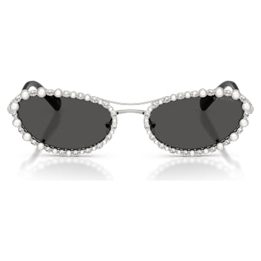 太阳眼镜, 椭圆形，二合一夹式, SK7044, 银色 - Swarovski, 5752912