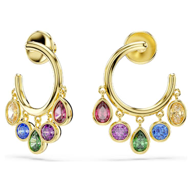 Imber hoop earrings, Mixed cuts, Multicolored, 18K gold finish - Swarovski, 5753263
