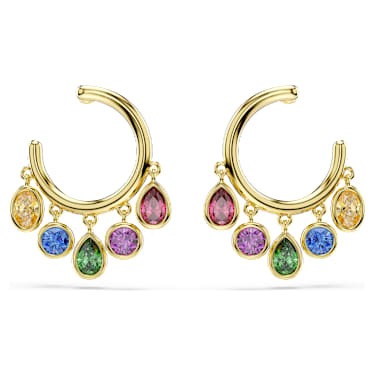 Imber hoop earrings, Mixed cuts, Multicolored, 18K gold finish - Swarovski, 5753263