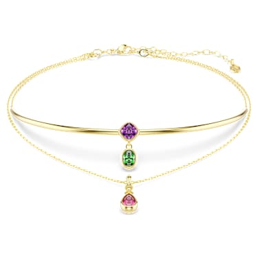 Večslojna verižica Imber, Mešani rezi, Večbarvna, V videzu 18-karatnega zlata - Swarovski, 5753273