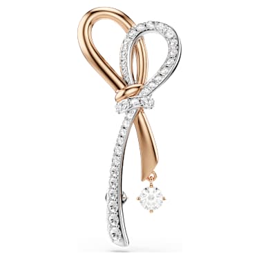 Hyperbola 胸针, 混合切割, 蝴蝶结, 白色, 混合金属润饰 - Swarovski, 5753328