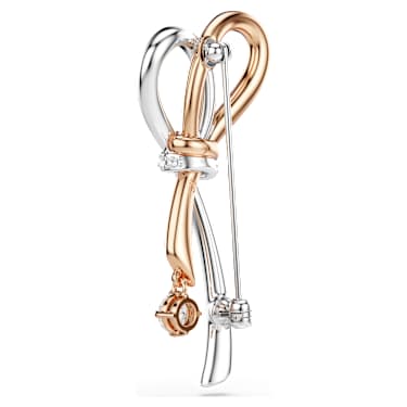 Hyperbola 胸针, 混合切割, 蝴蝶结, 白色, 混合金属润饰 - Swarovski, 5753328