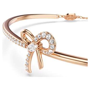 Hyperbola 手鐲, 混合式切割, 蝴蝶結, 白色, 鍍金（玫瑰金色飾面） - Swarovski, 5753330