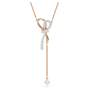 Verižica Hyperbola, Mešani rezi, Pentlja, Bela, Prevleka iz mešanih kovin - Swarovski, 5753336