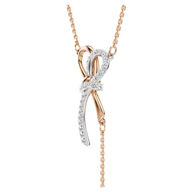 Verižica Hyperbola, Mešani rezi, Pentlja, Bela, Prevleka iz mešanih kovin - Swarovski, 5753336