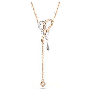 Verižica Hyperbola, Mešani rezi, Pentlja, Bela, Prevleka iz mešanih kovin - Swarovski, 5753336