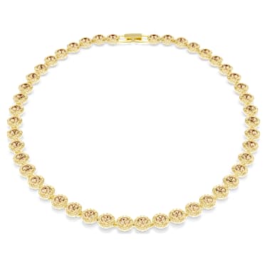 Una Angelic necklace, Round cut, Caramel, 18K gold finish - Swarovski, 5753339