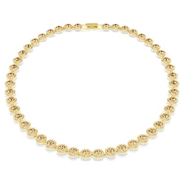 Una Angelic necklace, Round cut, Caramel, Gold-tone plated - Swarovski, 5753339
