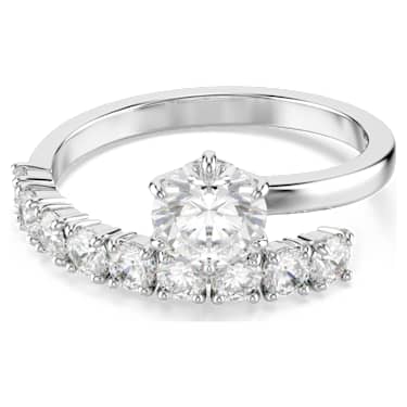 Matrix Öppen ring, Rundslipad, Vit, Rodiumpläterad - Swarovski, 5753575