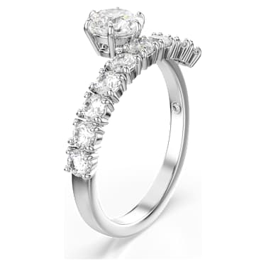 Matrix Öppen ring, Rundslipad, Vit, Rodiumpläterad - Swarovski, 5753575