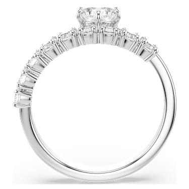 Matrix Öppen ring, Rundslipad, Vit, Rodiumpläterad - Swarovski, 5753575