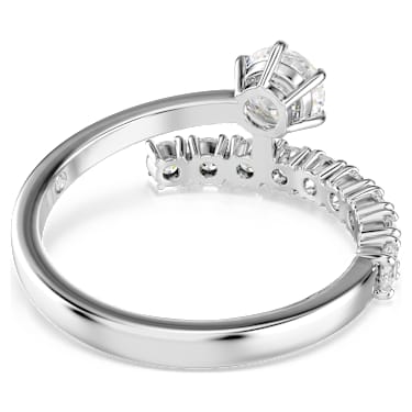 Matrix Öppen ring, Rundslipad, Vit, Rodiumpläterad - Swarovski, 5753575