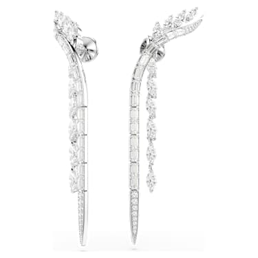 Mesmera ピアス, ミックスカット, ホワイト, ロジウム・プレーティング - Swarovski, 5753675