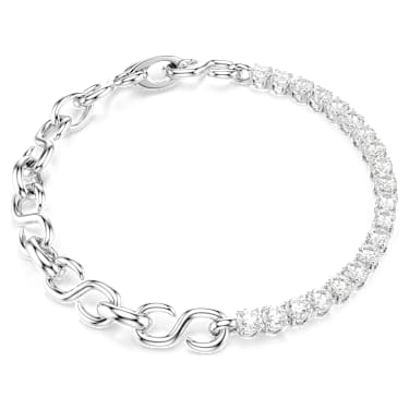 Zapestnica Matrix, Okrogli rez, Bela, Prevleka iz rodija - Swarovski, 5753926