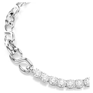 Pulseira Matrix, Lapidação redonda, Branca, Lacado a ródio - Swarovski, 5753926