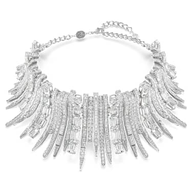 Naszyjnik typu choker Vienna, Szlify różnorodne, Biały, Powłoka z rodu - Swarovski, 5754021