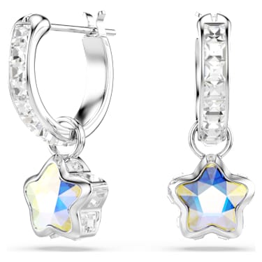 Viseči uhani Chroma, Mešani rezi, Zvezda, Beli, Prevleka iz rodija - Swarovski, 5754172
