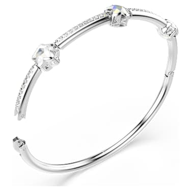 Pevný náramek Chroma, Různé výbrusy, Hvězda, Bílý, Pokoveno rhodiem - Swarovski, 5754178