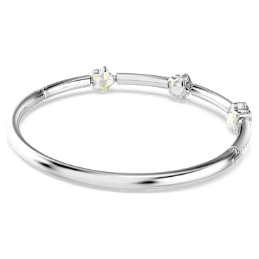 Chroma bangle, Mixed cuts, Star, White, Rhodium plated - Swarovski, 5754178