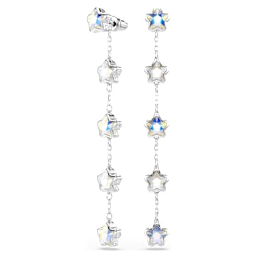Chroma Ohrringe, Verschiedene Schliffe, Stern, Weiß, Rhodiniert - Swarovski, 5754184