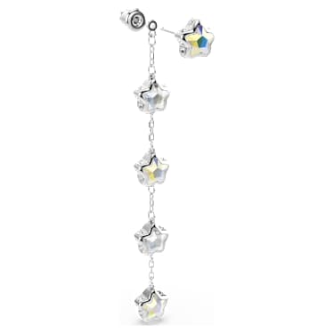 Chroma earrings, Mixed cuts, Star, White, Rhodium plated - Swarovski, 5754184