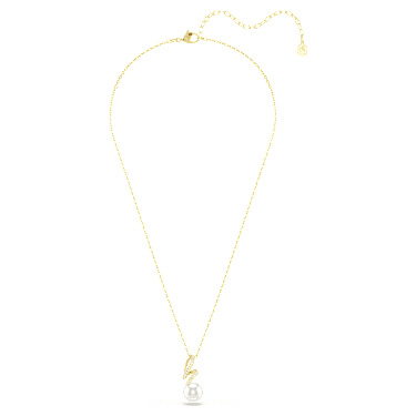 Gabriella Kolye, Kristal inci, Yuvarlak kesim, Beyaz, 18k altın rengi yüzey - Swarovski, 5754228
