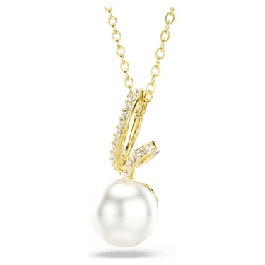 Gabriella medál, Kristálygyöngy, Körmetszéses, Fehér, 18 kt-os aranybevonat - Swarovski, 5754228