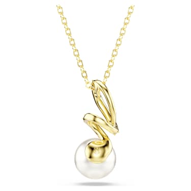 Gabriella pendant, Crystal pearl, Round cut, White, 18K gold finish - Swarovski, 5754228