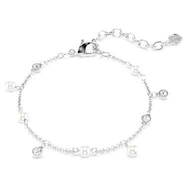 Imber 手鏈, 水晶珍珠, 圓形切割, 白色, 鍍白金色 - Swarovski, 5754242