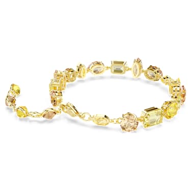 Gema 브레이슬릿, 믹스 컷, 옐로우, 18K 골드 피니시 - Swarovski, 5754260
