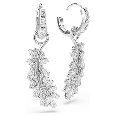 Vienna Ohrringe, Verschiedene Schliffe, Feder, Weiß, Rhodiniert - Swarovski, 5754272