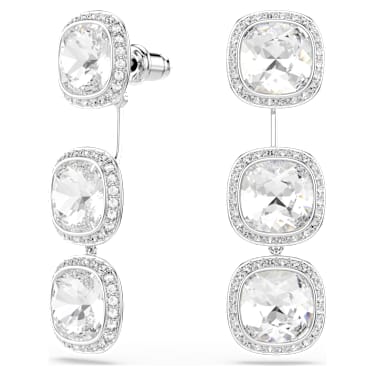 Suknjice za uhane Una Angelic, Blazinasti rez, Beli, Prevleka iz rodija - Swarovski, 5754342