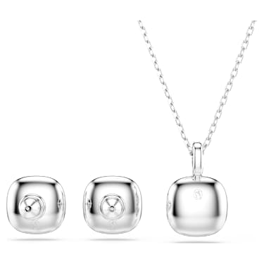Una Angelic set, Cushion cut, White, Rhodium plated - Swarovski, 5754343