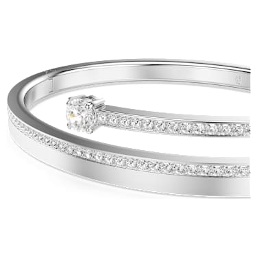 Bransoletka typu bangle Fresh, Szlif okrągły, Biała, Powłoka z rodu - Swarovski, 5754378