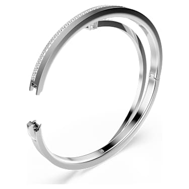 Obročasta zapestnica Fresh, Okrogli rez, Bela, Prevleka iz rodija - Swarovski, 5754378