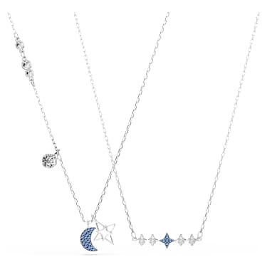 Colar Symbolica, Lapidação redonda, Lua, Azul, Lacado a ródio - Swarovski, 5754380
