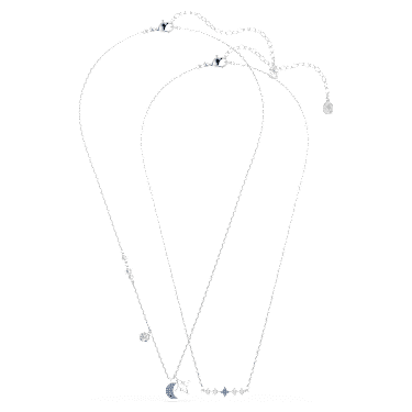 Collier Symbolica, Taille ronde, Lune, Bleu, Métal rhodié - Swarovski, 5754380