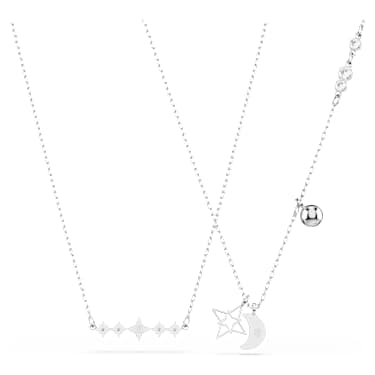 Symbolica 네크리스, 라운드 컷, 달, 블루, 로듐 플래팅 - Swarovski, 5754380
