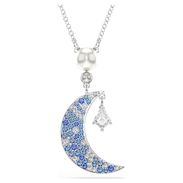 Symbolica ペンダント, ラウンドカット, 月, ブルー, ロジウム・プレーティング - Swarovski, 5754381