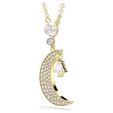 Pendentif Symbolica, Taille ronde, Lune, Blanc, Doré à l’or 18 carats (750/1000) - Swarovski, 5754382