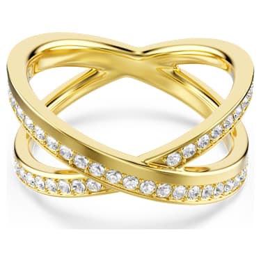 Delta band ring, Round cut, White, 18K gold finish - Swarovski, 5754384
