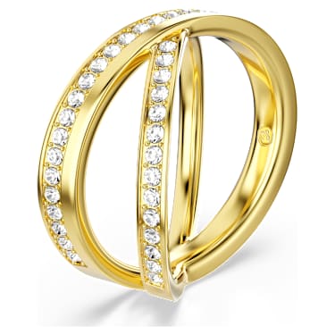 Delta band ring, Round cut, White, 18K gold finish - Swarovski, 5754384