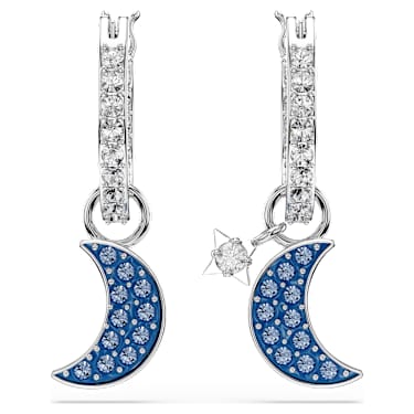 Symbolica 水滴形耳环, 圆形切割, 月亮, 蓝色, 镀铑 - Swarovski, 5754387