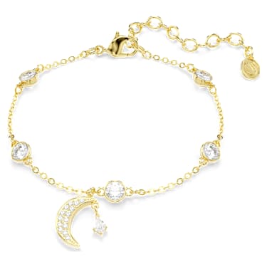 Symbolica Armband, Rundslipad, Måne, Vit, 18K guldfinish - Swarovski, 5754389