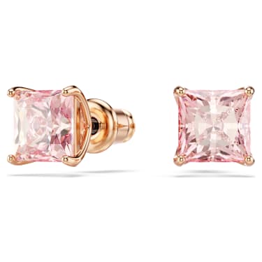 Pendientes de botón Stilla, Talla cuadrada, Rosas, Acabado en oro rosa de 18 quilates - Swarovski, 5754533